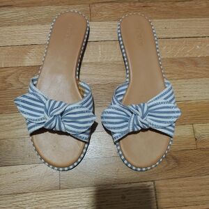 J. Crew Blue and White Striped Women's Slide Sandals / Size 8